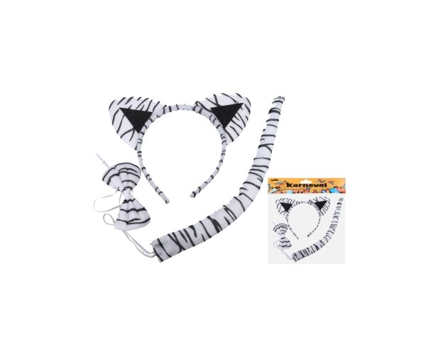 Set karneval - čelenka kravička/bílý tygr