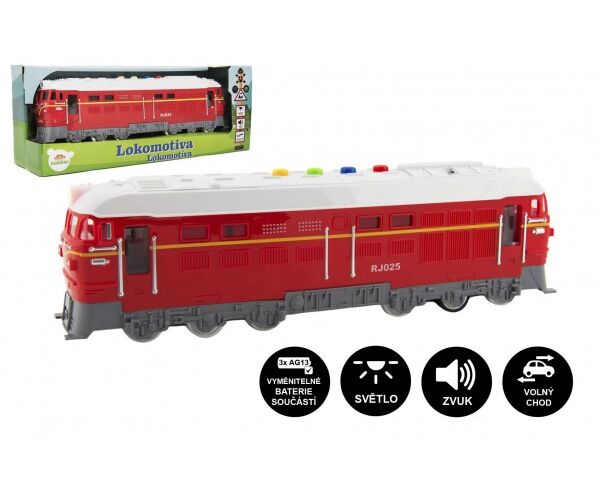 Lokomotiva/Vlak červená plast 35cm na baterie