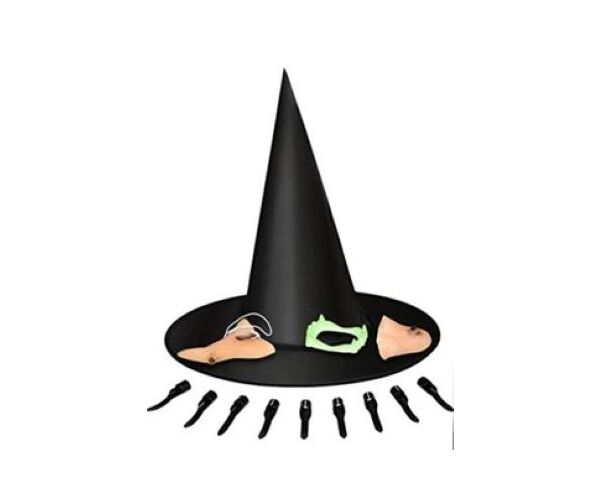 Set karneval - čarodějnice (nos, brada, prsty, klobouk a zuby)
