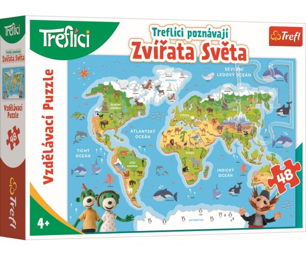 Trefl Puzzle vzdělávací - Treflíci poznávají zvířata světa