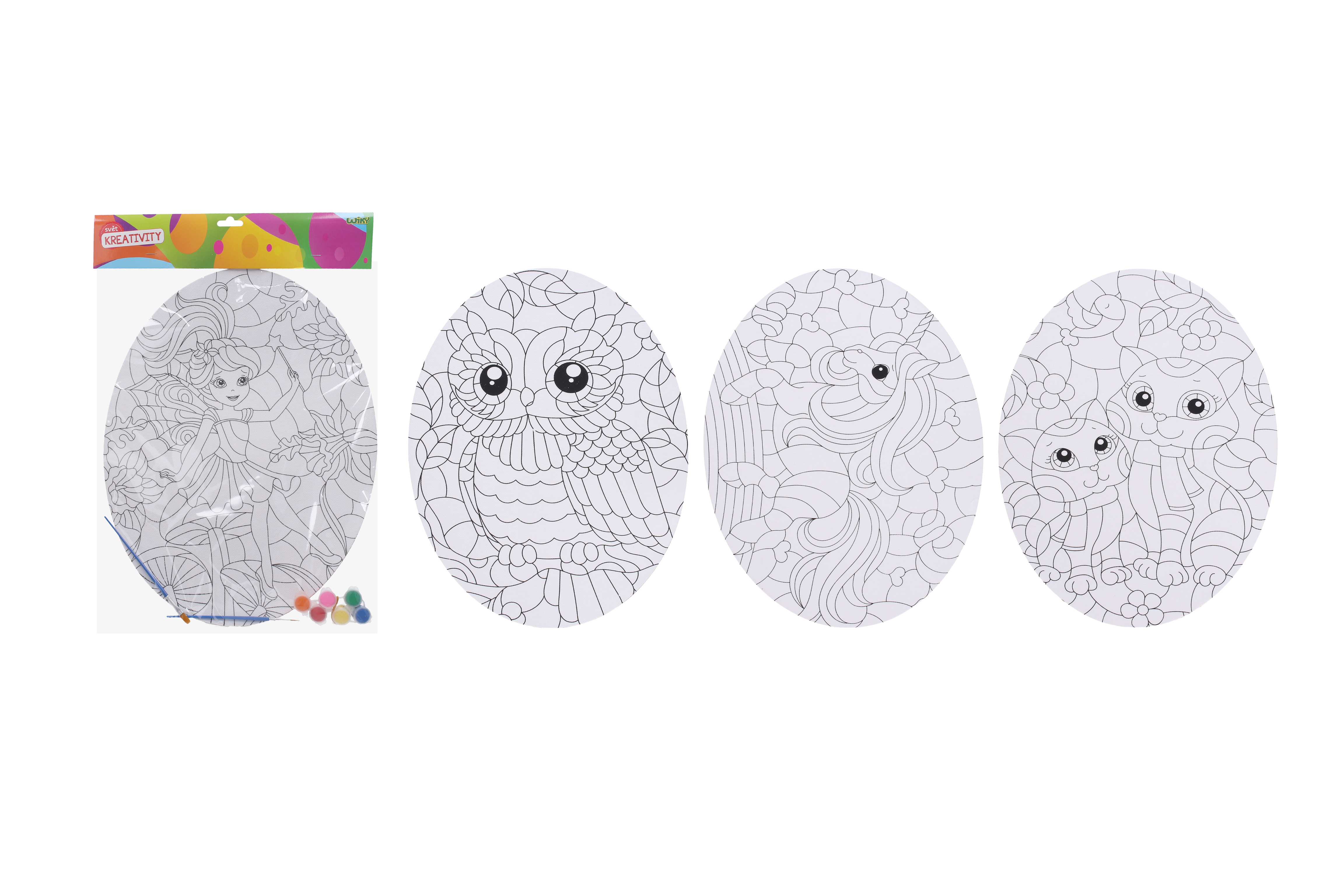 Kreativní set ovál 35x45 cm - vymalování + 2x štětec + barvy