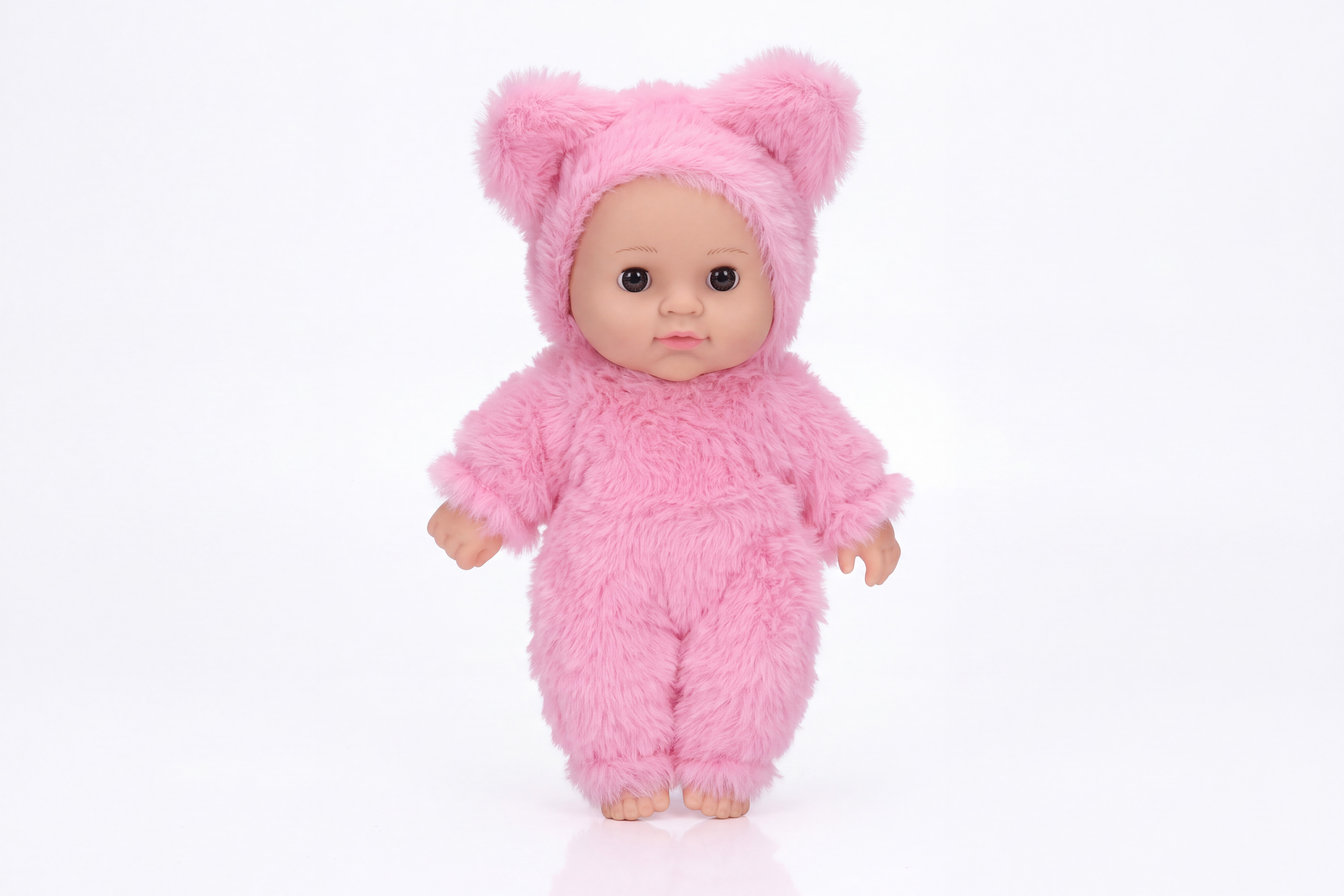 Miminko v kožíšku světle růžová 19cm