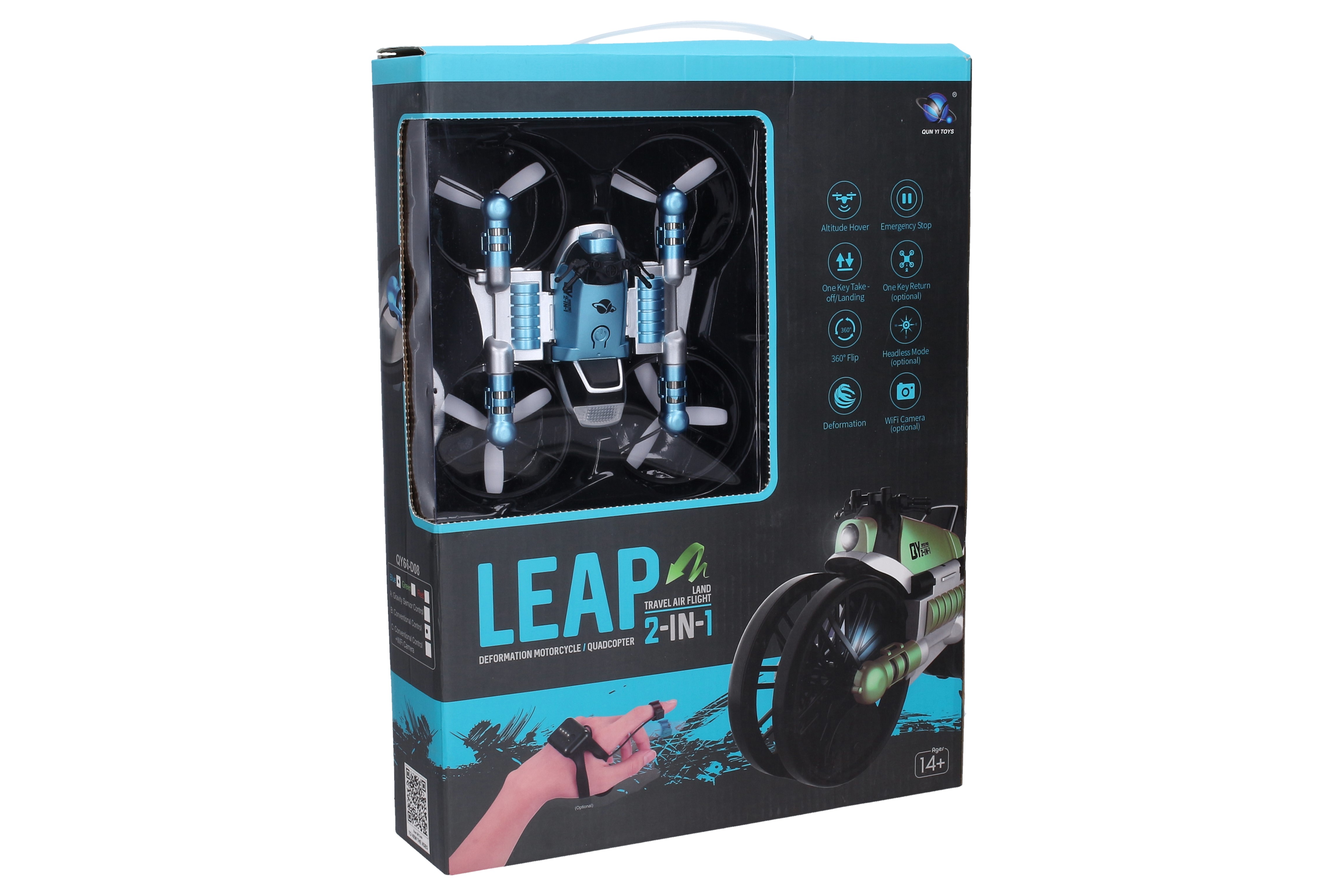 Levně Dron motorka 2v1 RC na dálkové ovládání 17x15 cm