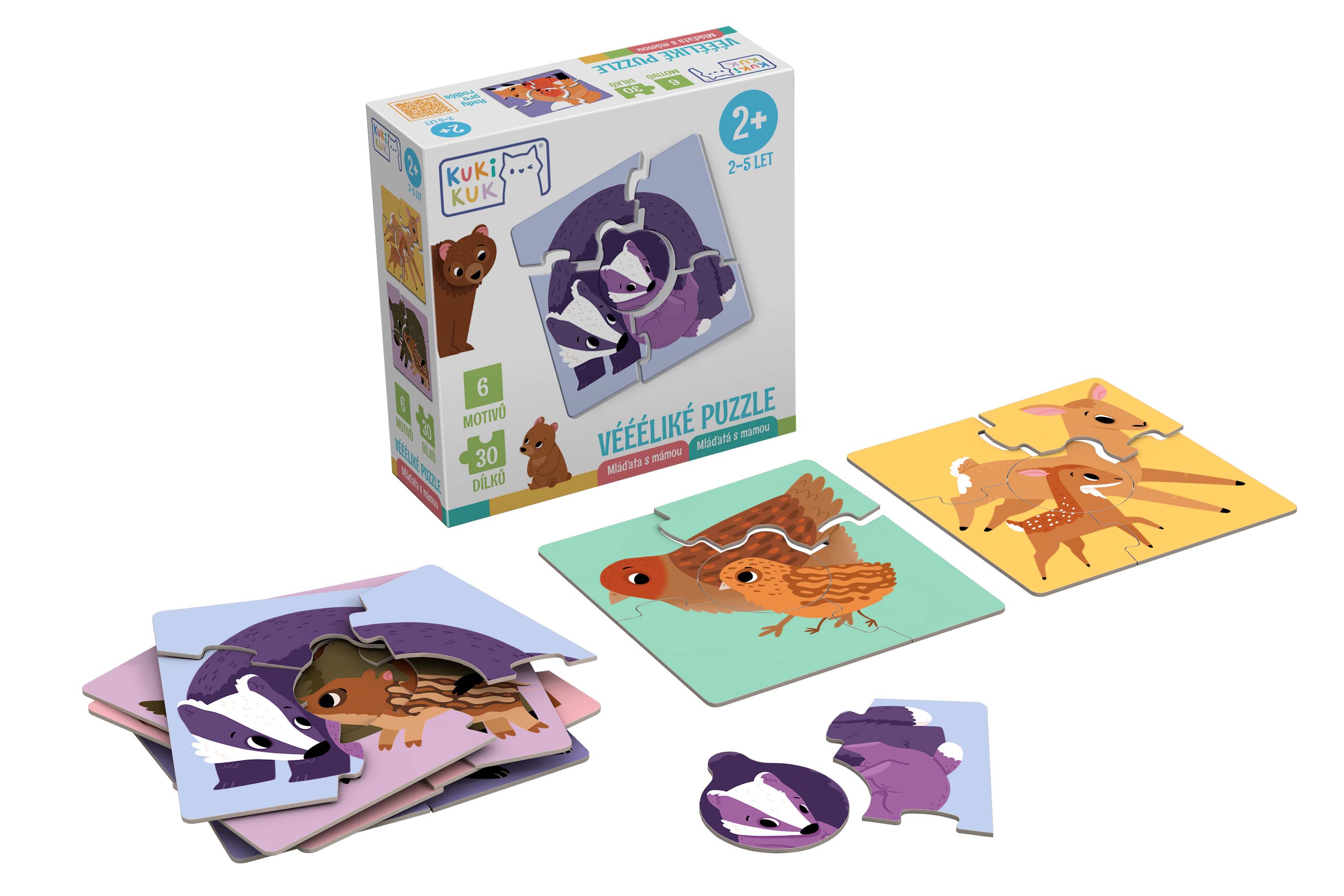 Levně KukiKuk - Véééliké puzzle Mláďata s mámou