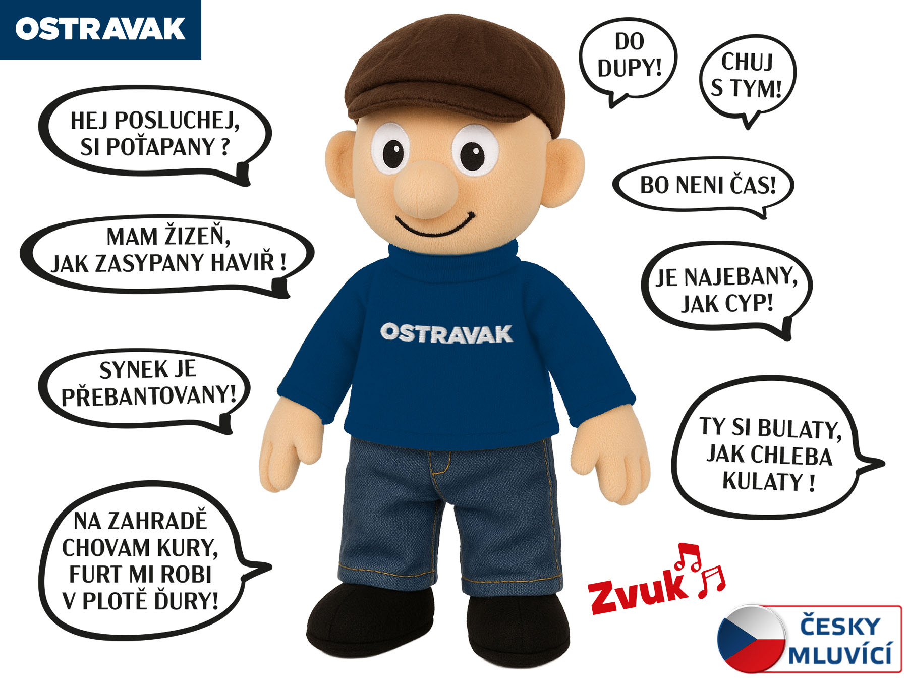 Mluvící plyšový panáček Ostravak 32 cm