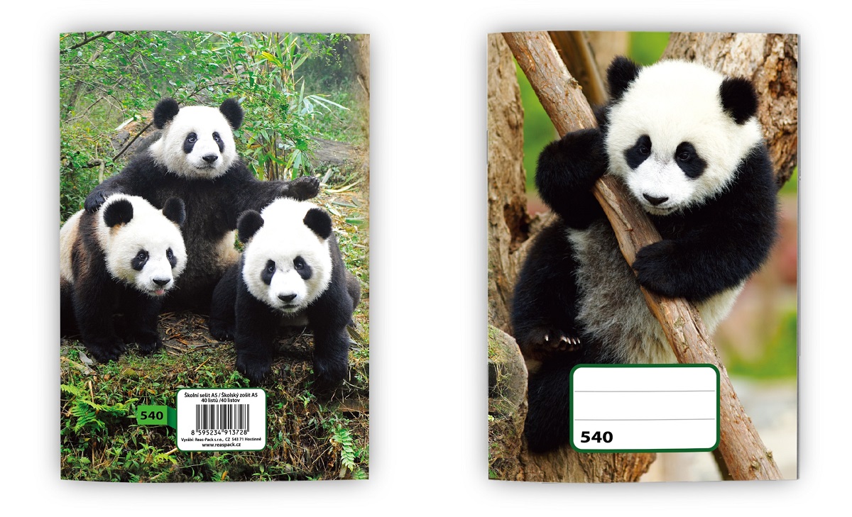 Sešit (540) A5 nelinkovaný, 40l Panda/Tygr