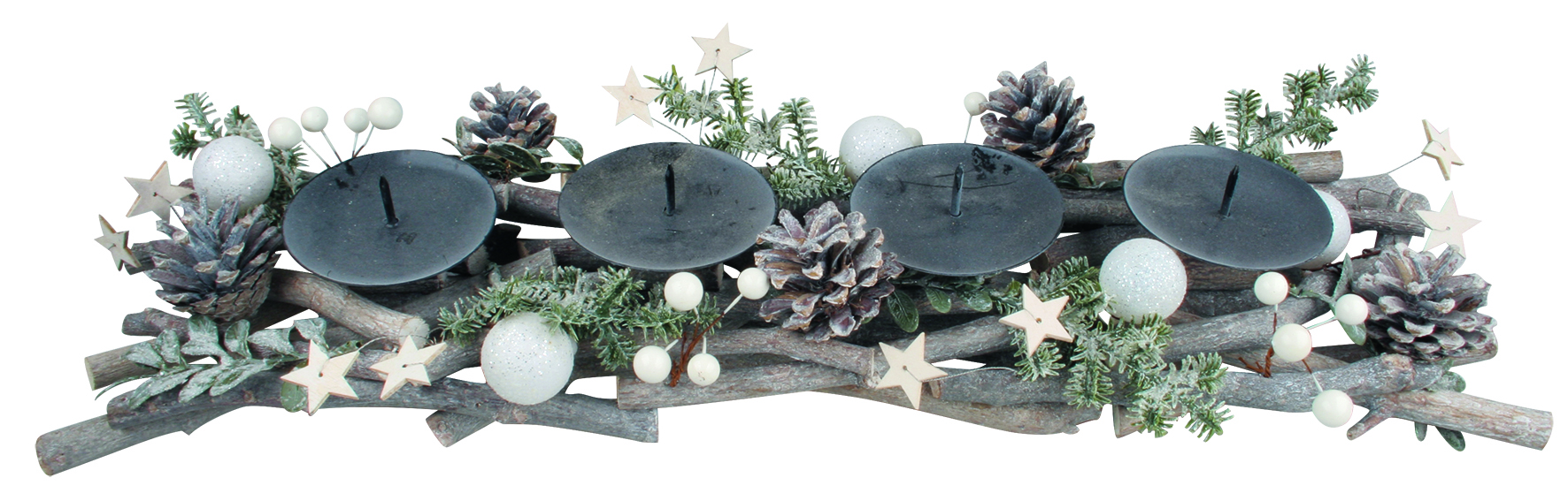 Levně Adventní svícen podlouhlý s baňkami 51 cm