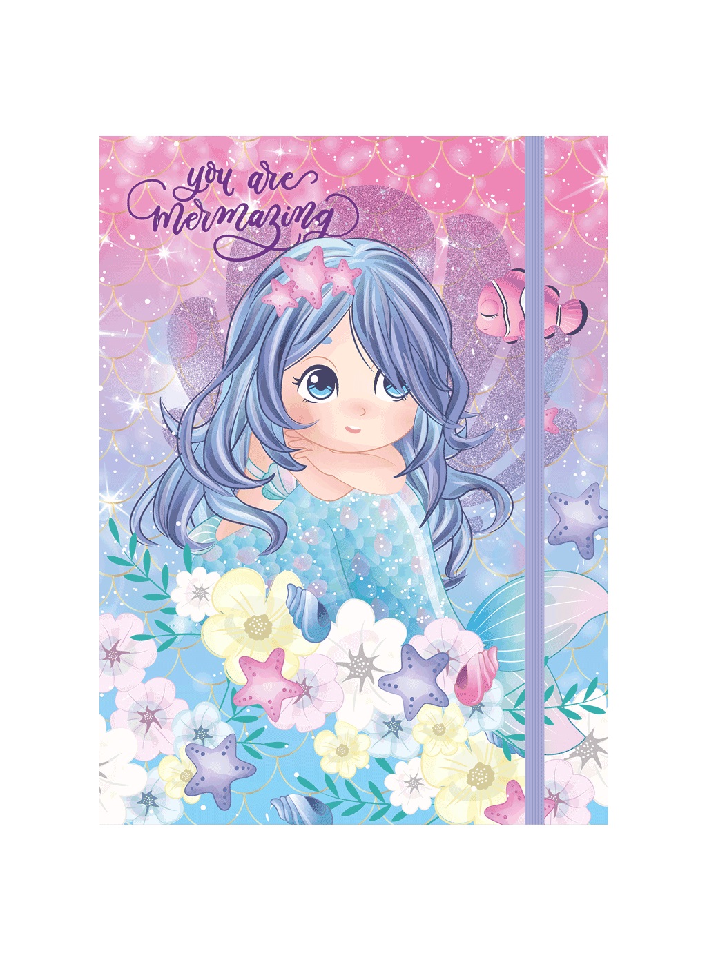 Box na sešity s gumou MERMAID 3D A4 (315x240mm) 130gr/m2