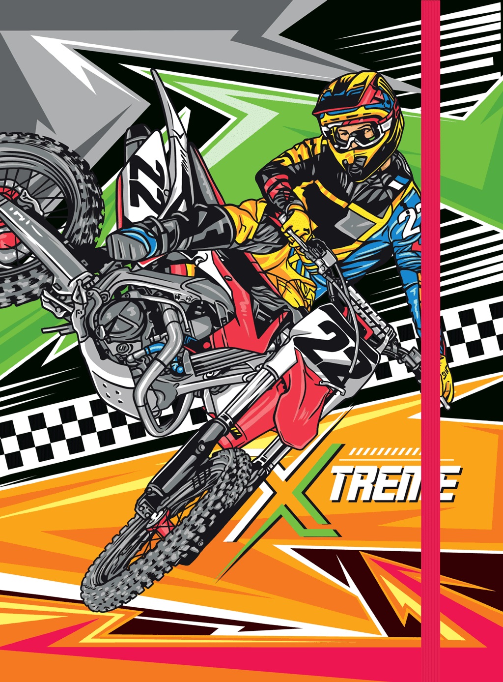 Box na sešity s gumou MOTORCYCLE EXTREME 3D A4 (315x240mm) 130gr/m2