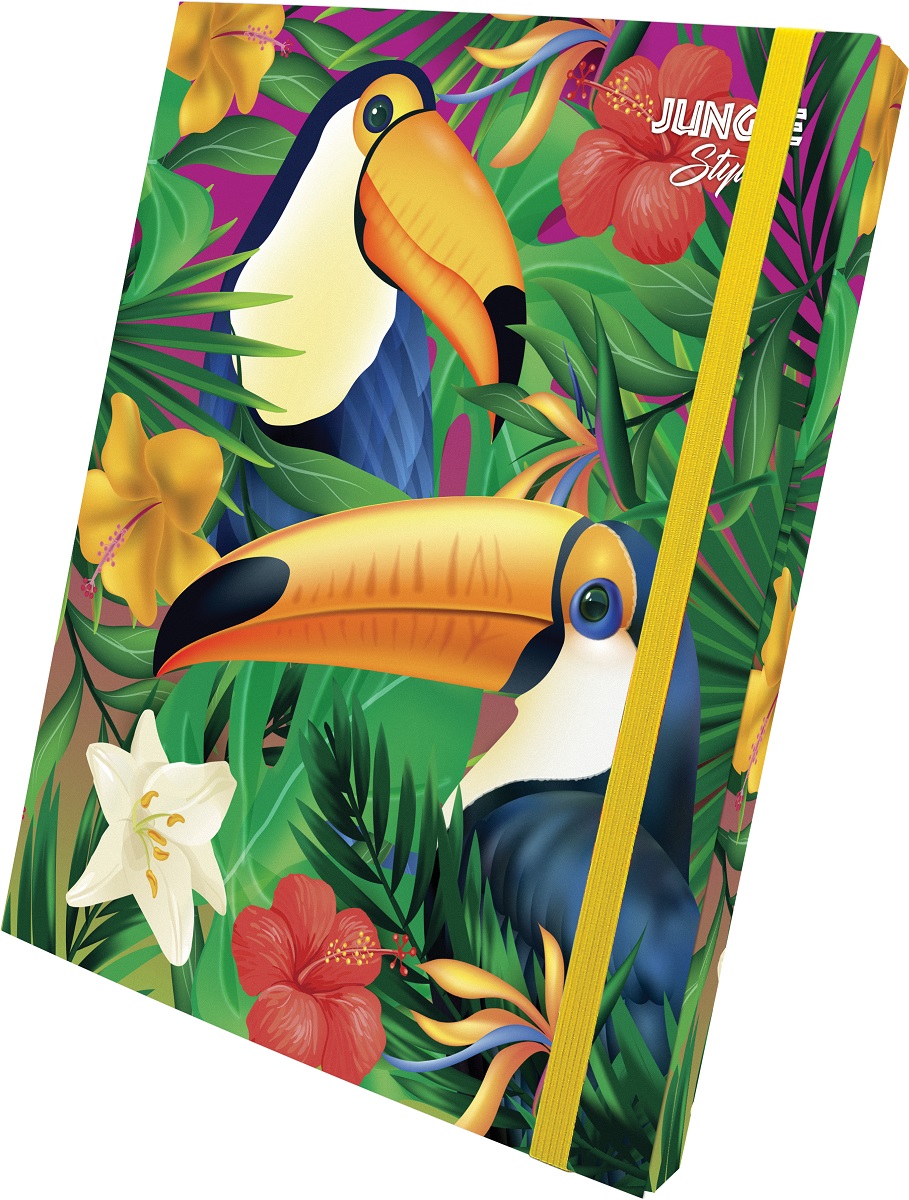 Box na sešity s gumou JUNGLE A4 (315x240mm) 130gr/m2