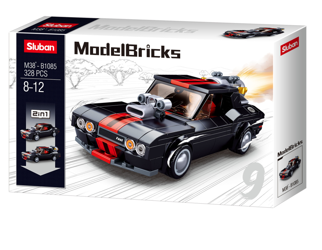Levně Sluban Model Bricks M38-B1085 Černý pouliční vůz 2v1
