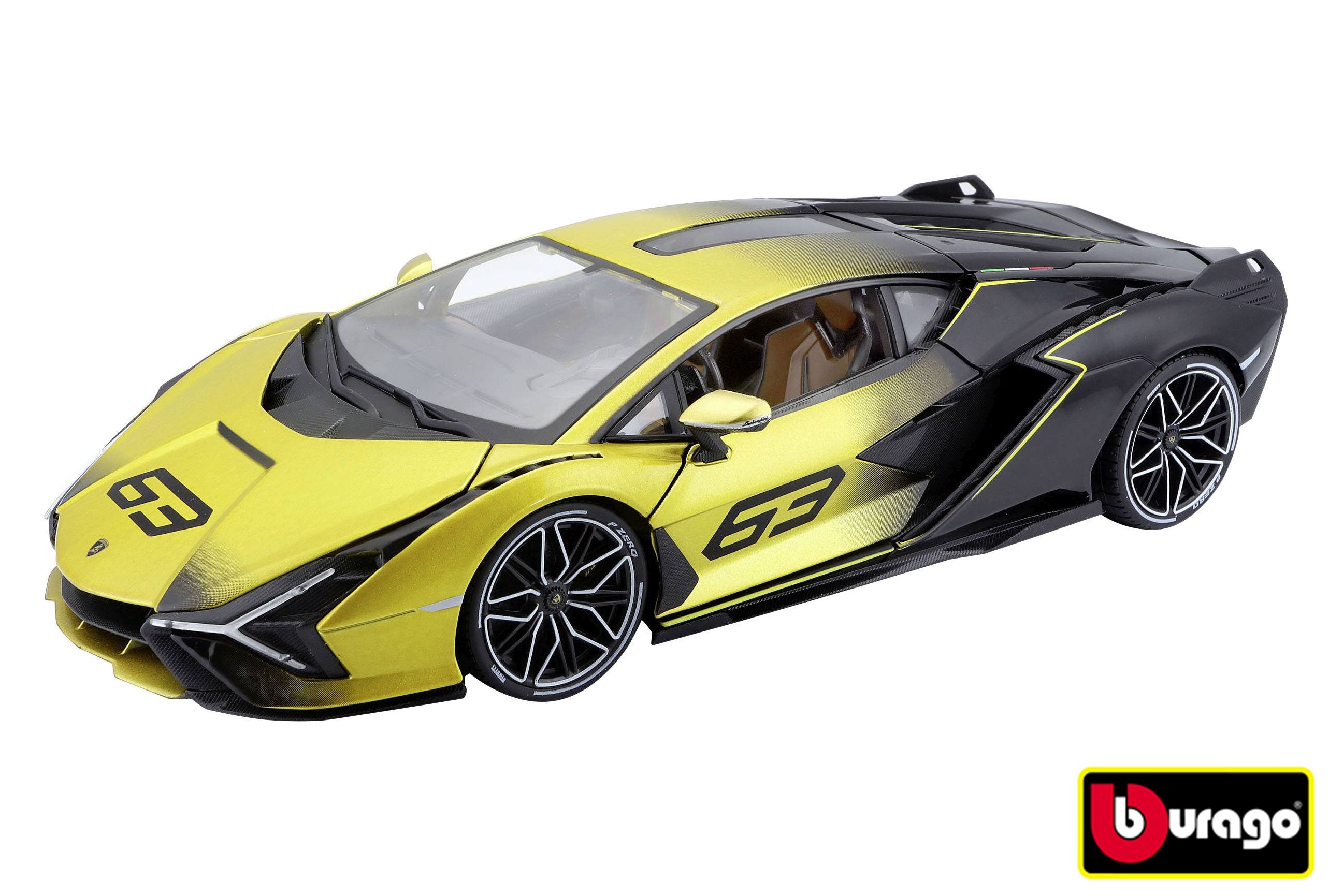 Levně Bburago 1:18 TOP Lamborghini Sian FKP 37 yelow - II. jakost