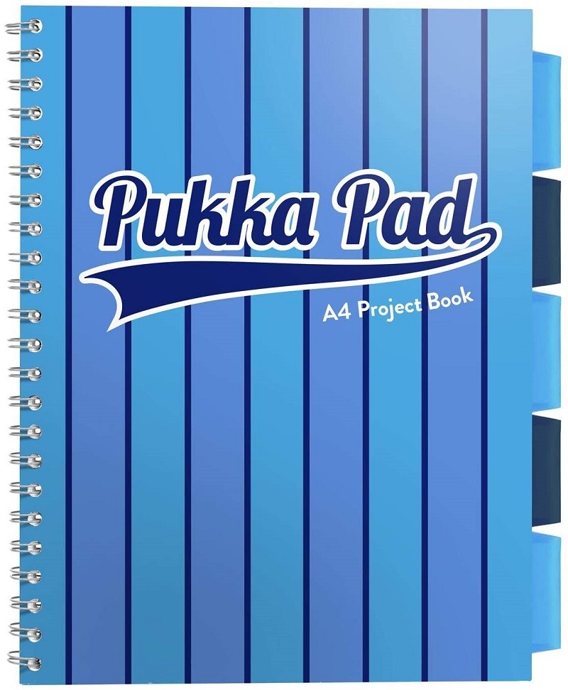 Levně Pukka Pad projektový blok Pukka Stripe A4, 200 stran, linky 8 mm, modrý, linkovaný