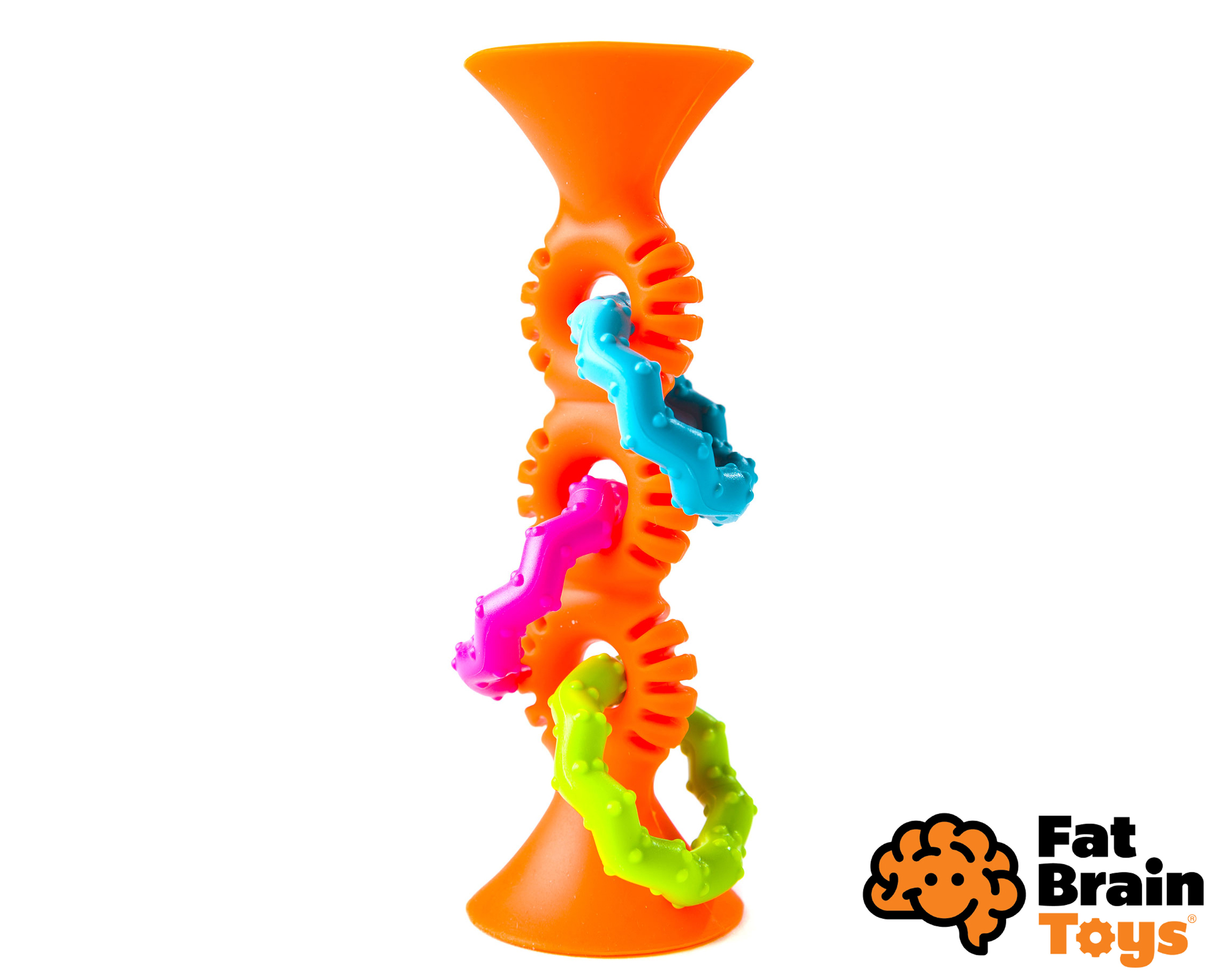 Levně Fat Brain chrastítko pipSquiz Loops oranžové 15 cm