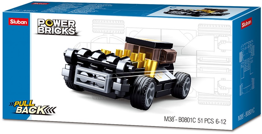 Levně Sluban Power Bricks M38-B0801C natahovací autíčko černé