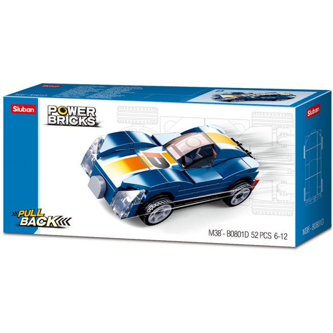 Levně Sluban Power Bricks M38-B0801E natahovací autíčko modrý sporťák