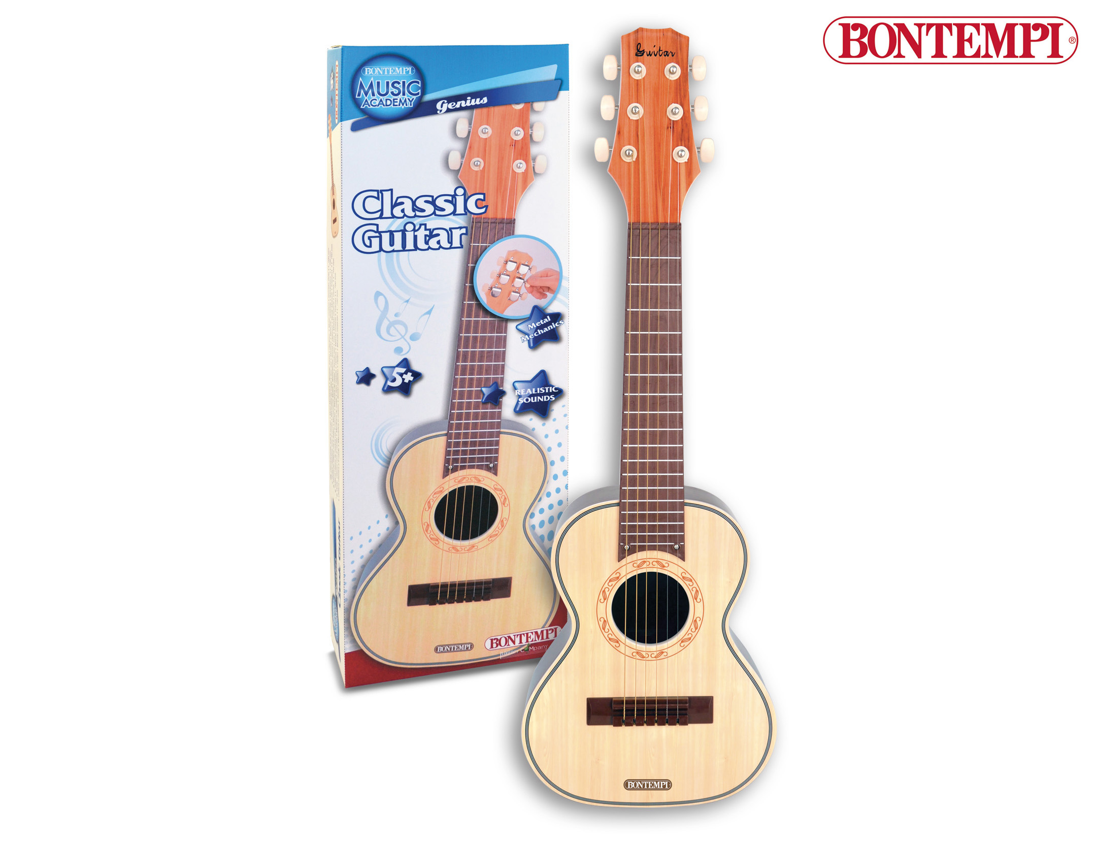 Levně Bontempi Klasická kytara se 6 kovovými strunami 70 x 22,5 x 8 cm