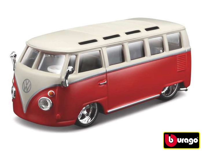 Levně Bburago 1:32 Plus Volkswagen Van Samba Red/White