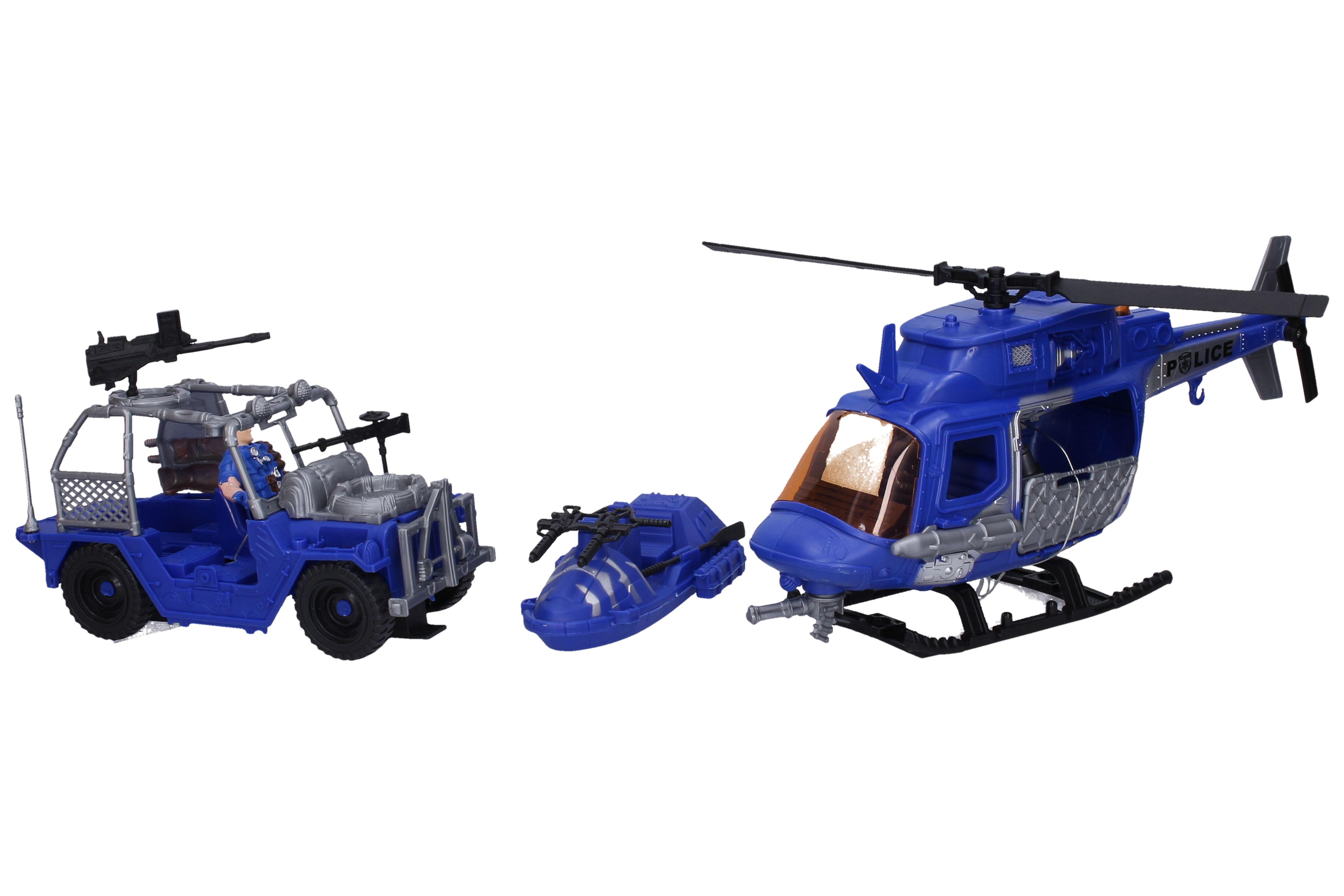 Levně Policejní set s figurkami vrtulník 33 cm