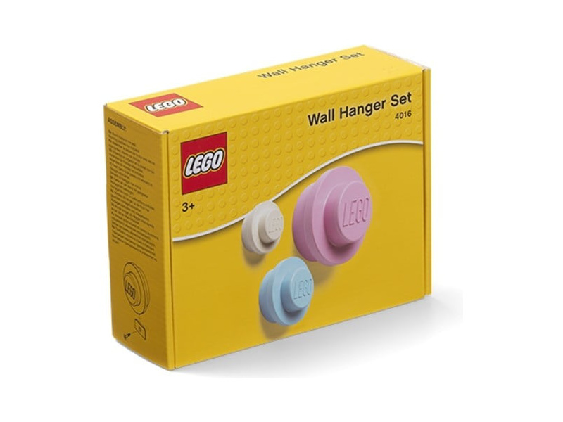 Levně LEGO věšák na zeď, 3 ks - bílá, světle modrá, růžová