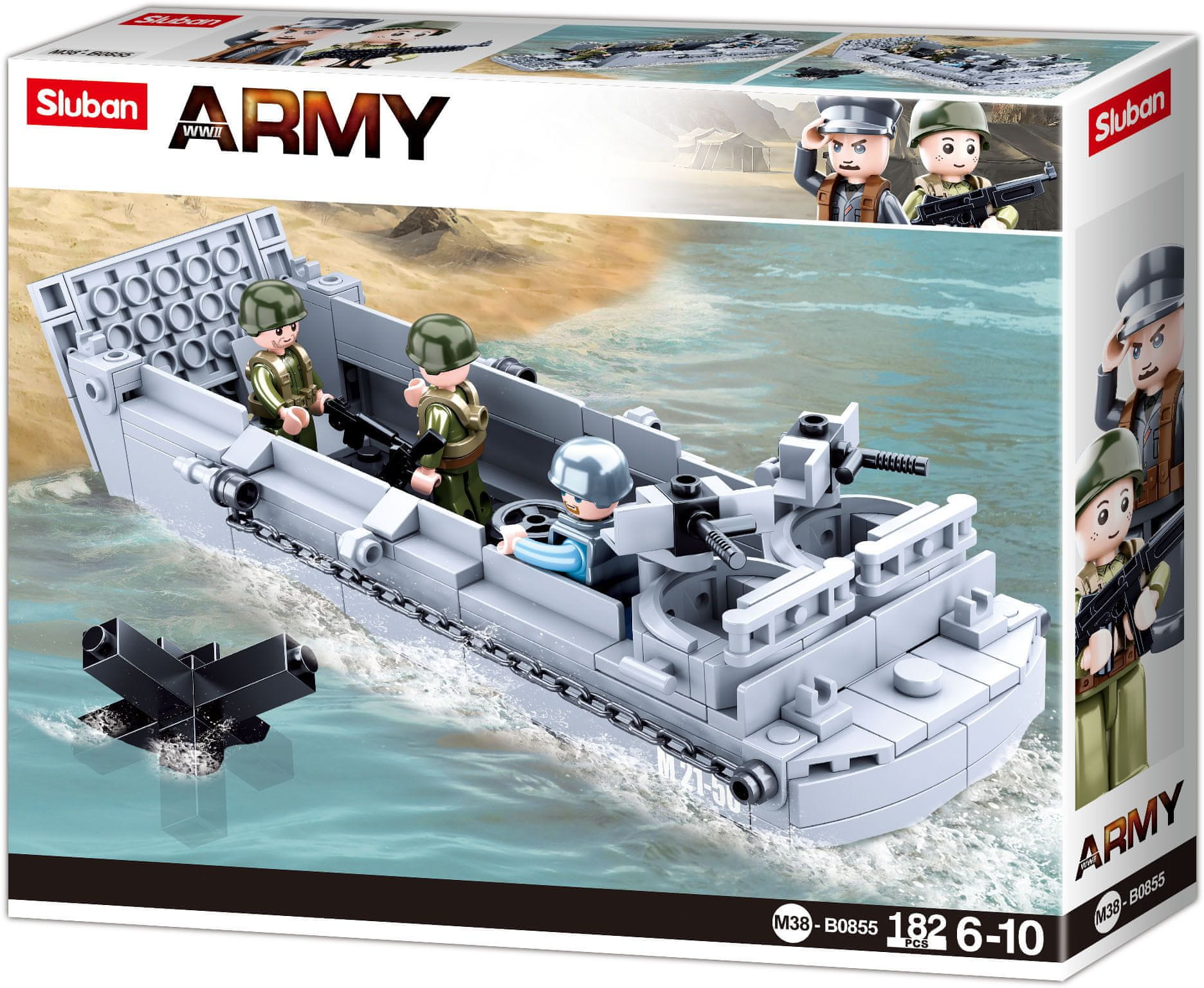 Levně Sluban Army WW2 M38-B0855 Vyloďovací člun