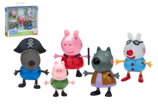Levně Prasátko Peppa/Peppa Pig plast set 5 figurek v maškarních šatech v krabičce 16x15x4,5cm