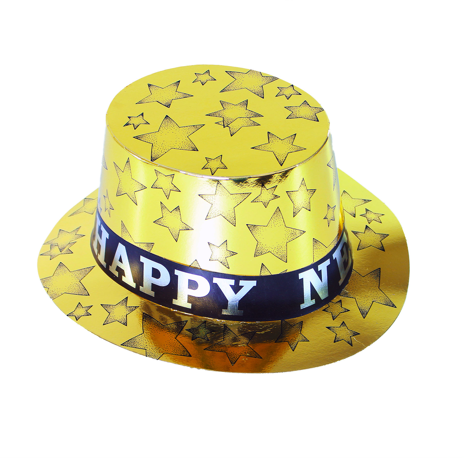 Levně Papírový klobouk zlatý HAPPY NEW YEAR 12 ks v boxu