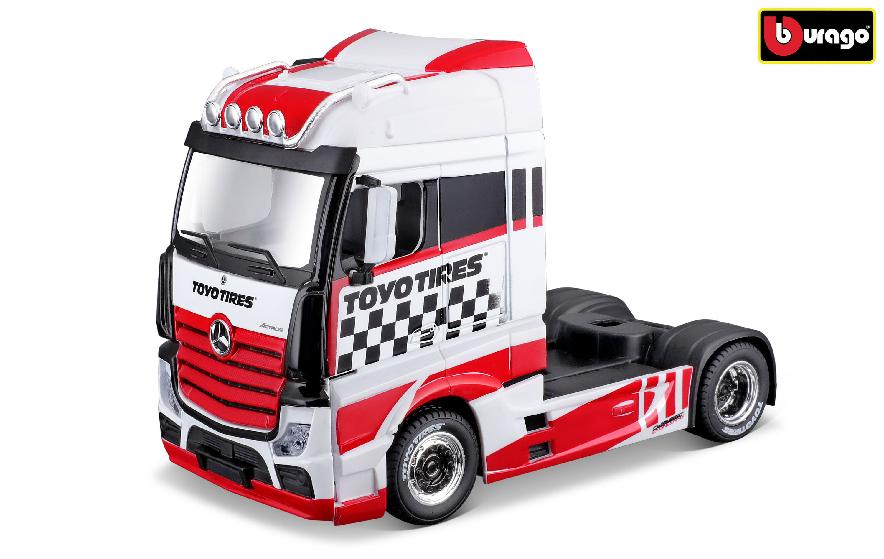 Levně Bburago 1:43 MB Actros Gigaspace Red/White