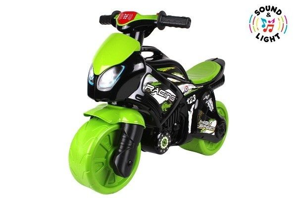 Levně Odrážedlo motorka zeleno-černá plast na baterie
