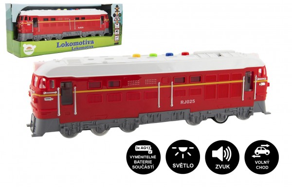 Levně Lokomotiva/Vlak červená plast 35cm na baterie