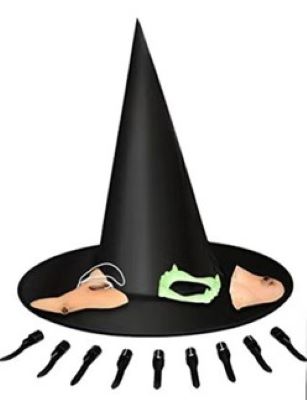 Levně Set karneval - čarodějnice (nos, brada, prsty, klobouk a zuby)