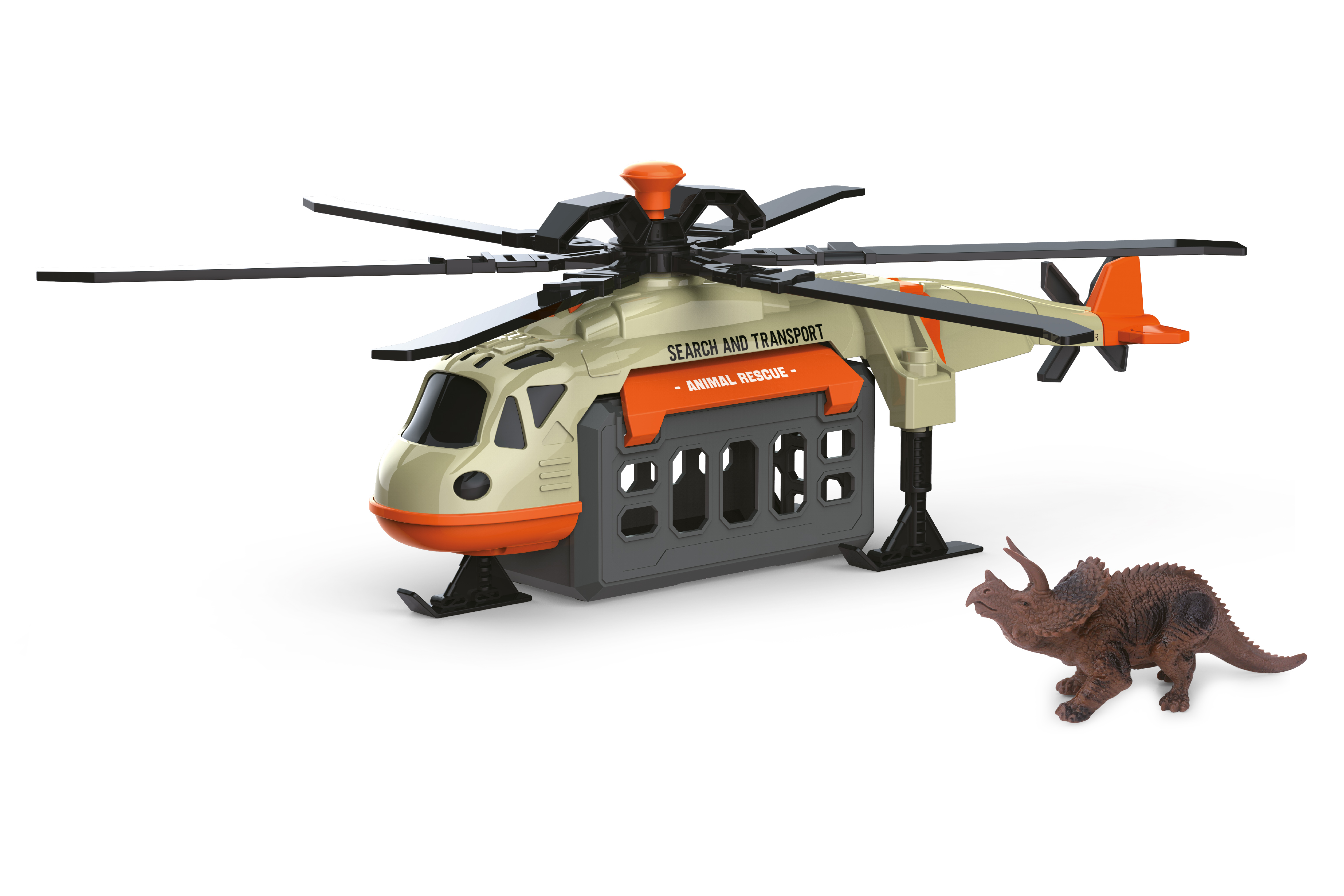Levně Vrtulník s dinosaurem a efekty 39 cm