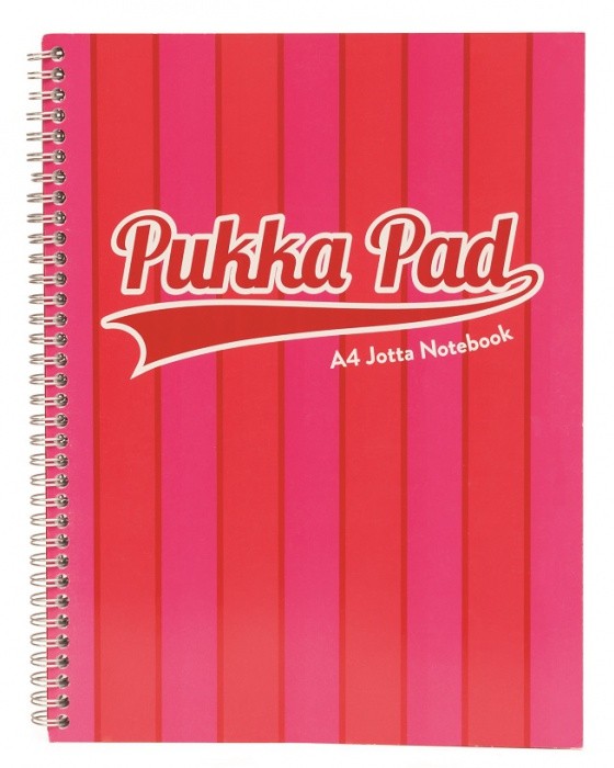 Levně Pukka Pad spirálový blok Jotta Pad A4, 200 stran, linky 8 mm, růžový, linkovaný