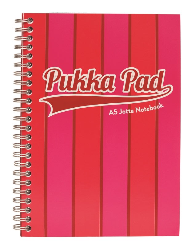 Levně Pukka Pad spirálový blok Jotta Pad A5, 200 stran, linky 8 mm, růžový, linkovaný