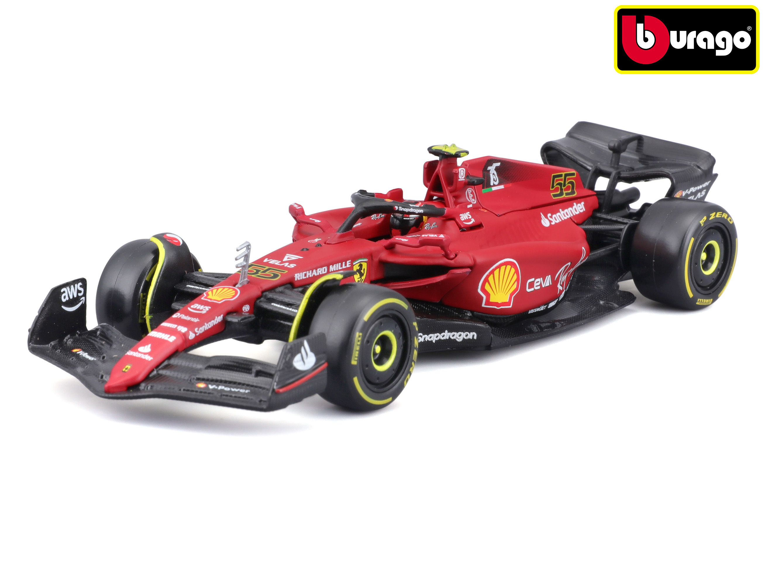 Levně Bburago 1:43 Formula F1 Ferrari Scuderia F1-75 (2022) nr.55 Carlos Sainz - with driver
