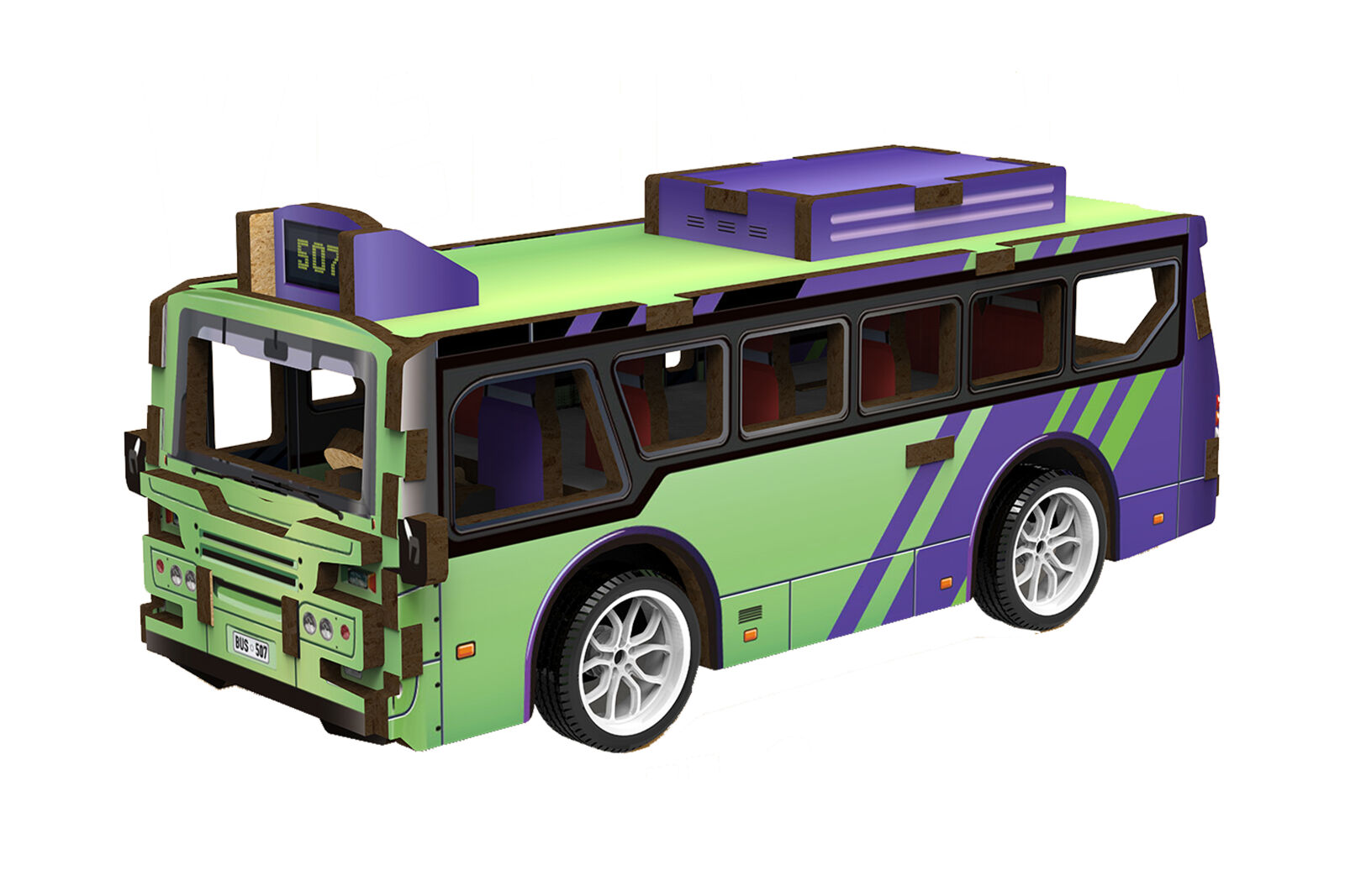 Levně 3D puzzle dřevěné - Autobus 14 cm
