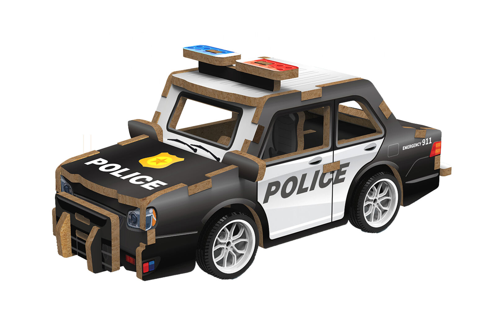Levně 3D puzzle dřevěné - Policejní auto 13 cm