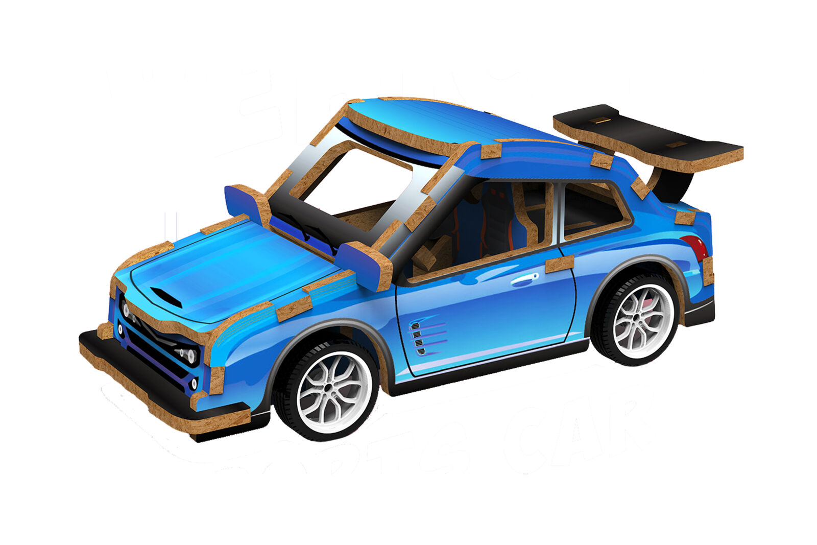 Levně 3D puzzle dřevěné - Závodní auto 13 cm