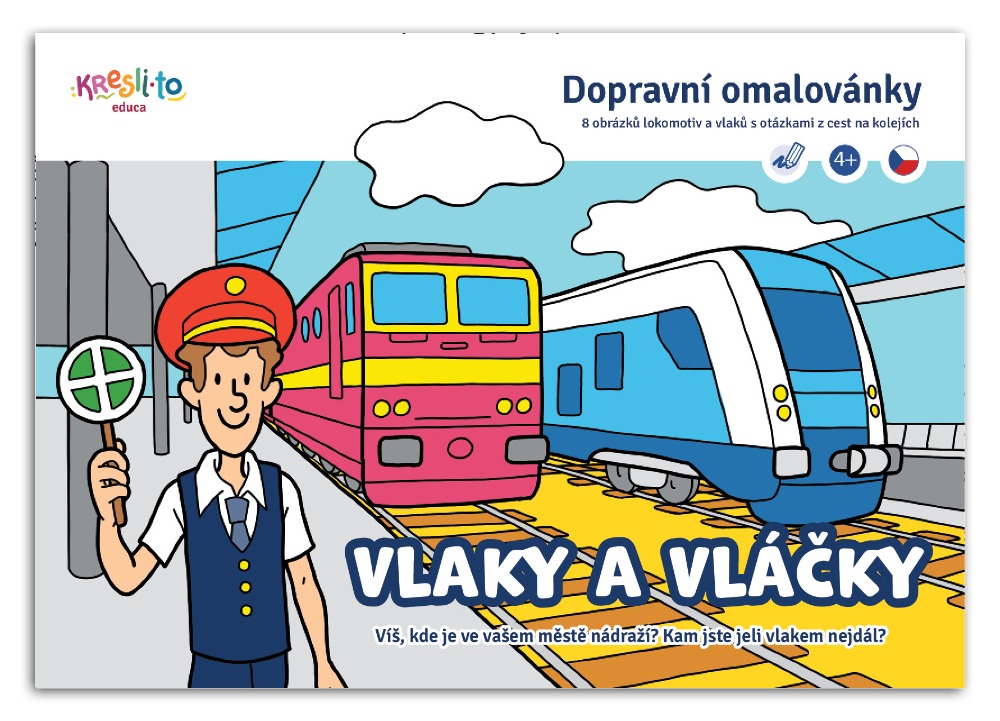 Levně Vlaky a vláčky - Dopravní omalovánky A5